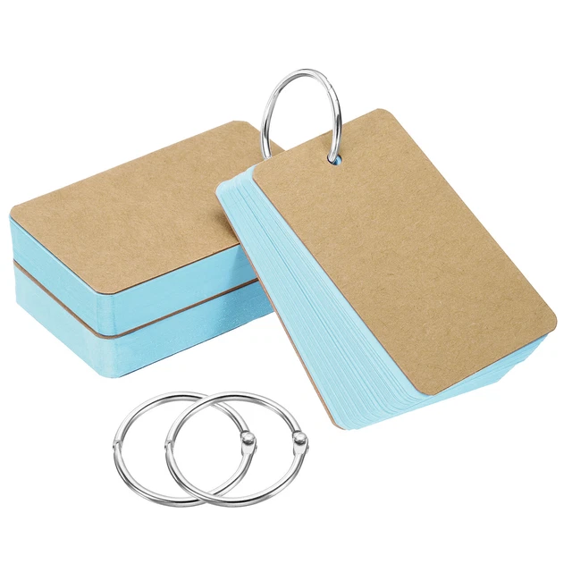 3.5" x 2" Blank Flash Cards with Rings Study Card Index Cards Note, Blue 150pcs