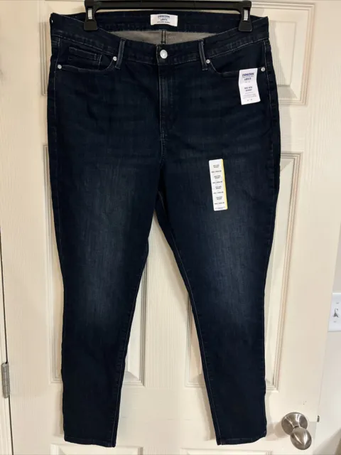 Denizen Levi's Shaping Mid Rise Skinny Jeans Women's Size 18 Dark Blue Denim NEW