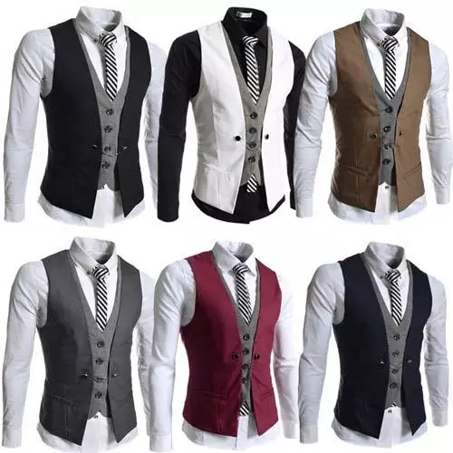 New Mens Party Formal Wedding Waistcoat Casual Chest Dinner Suit Size 36"- 46"
