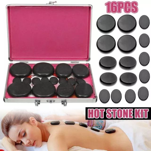 16pcs Hot Massage Stone Basalt Stones Set Rock SPA Oiled Massage Box Kit