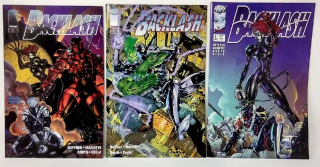 Backlash Issues 1 2 3 Image Comics First Printing 1994-1995 VF Lot of 3