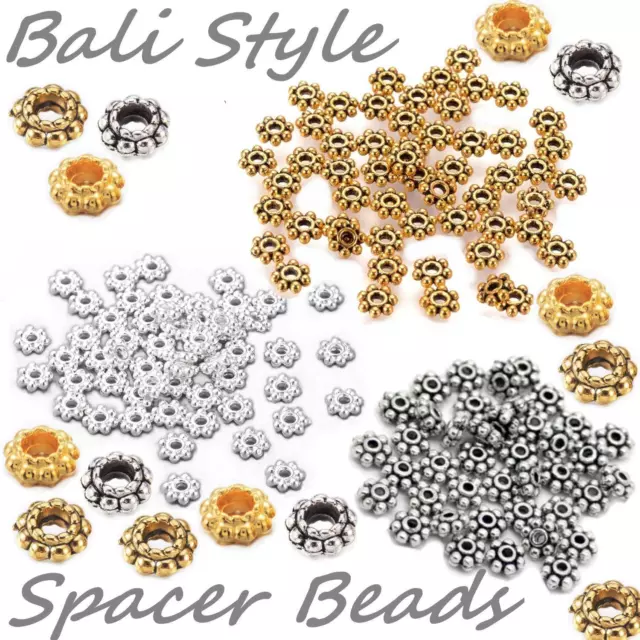 Daisy Spacer Beads, Bali Tibetan Silver Saturn Spacer Accents, Sizes, Colours...