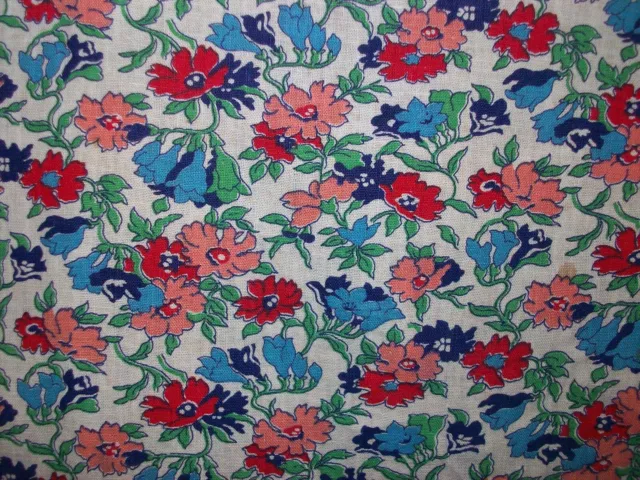 Vintage 30s 40s Full Flour Feed Sack Cotton Fabric Feedsack Floral Flowers