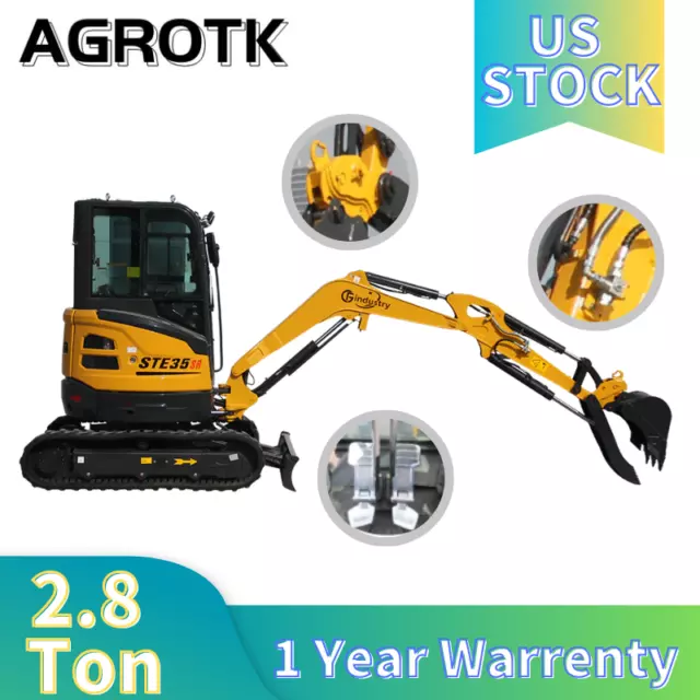Mini Excavator Digger 23 GPM 2.8 Ton Tracked Crawler B&S Kubota Engine Backhoe