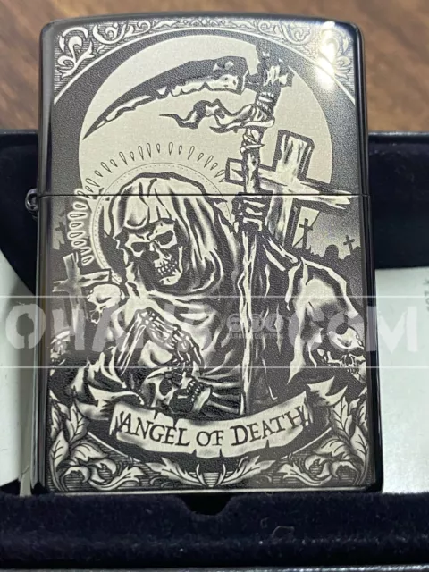 Zippo Oil Lighter Reaper Black Silver Microlaser Engraving Regular Case NEW JP
