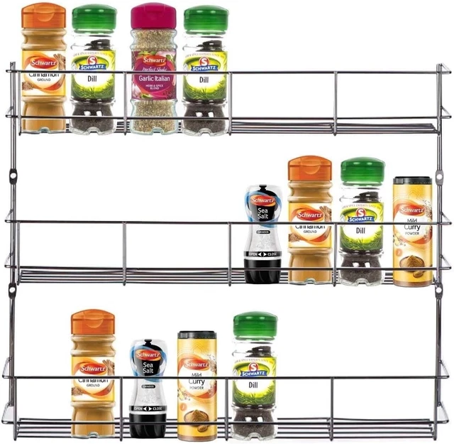 Portavasos de hierbas de especias de 3 niveles para puerta de cocina armario de almacenamiento en pared