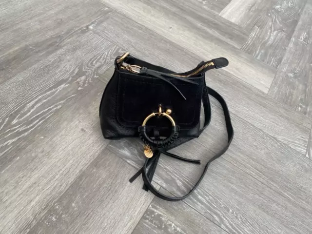 see by Chloe black leather Joan side shoulder cross body bag small