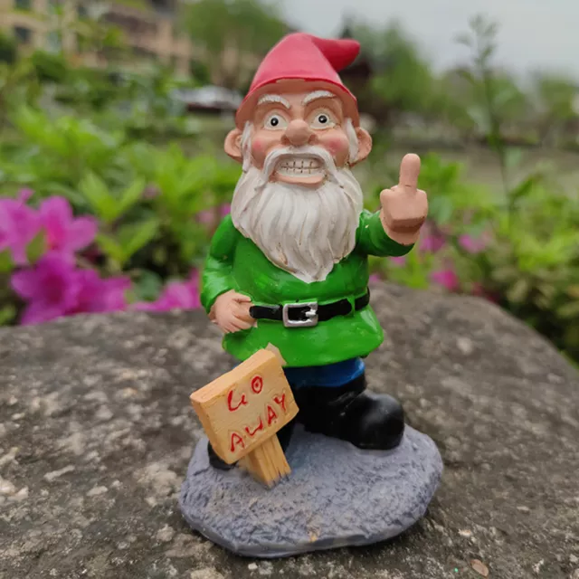 Garden Gnome Rude Middle Finger Go Away Sign Naughty Dwarf Garden Home Decor