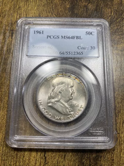 (A61) RAINBOW TONED 1961 PCGS MS64 FBL Franklin Half Dollar 50c