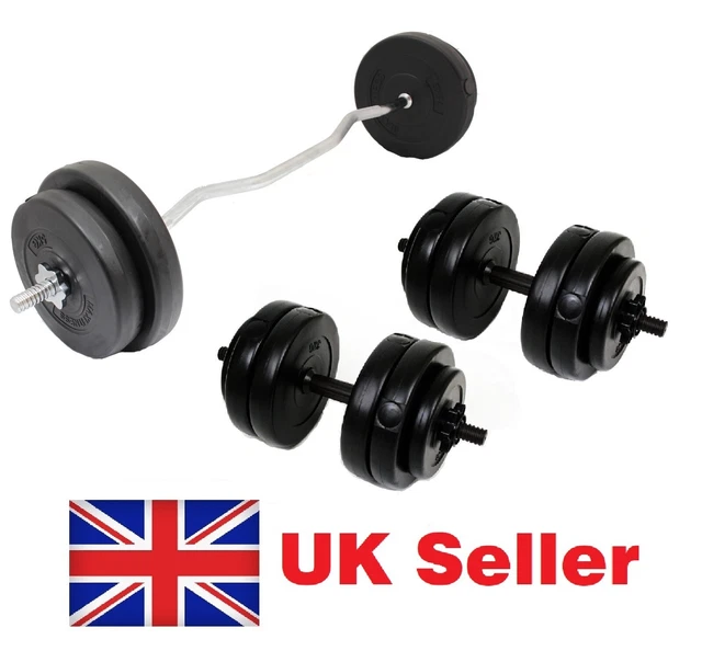 Dumbbell Set + 4ft Curl Bar 30kg  EZ Curl Barbell Set + Weights