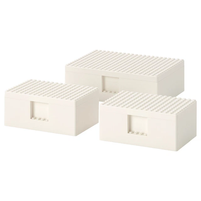 IKEA BYGGLEK LEGO® box with lid, set of 3 white