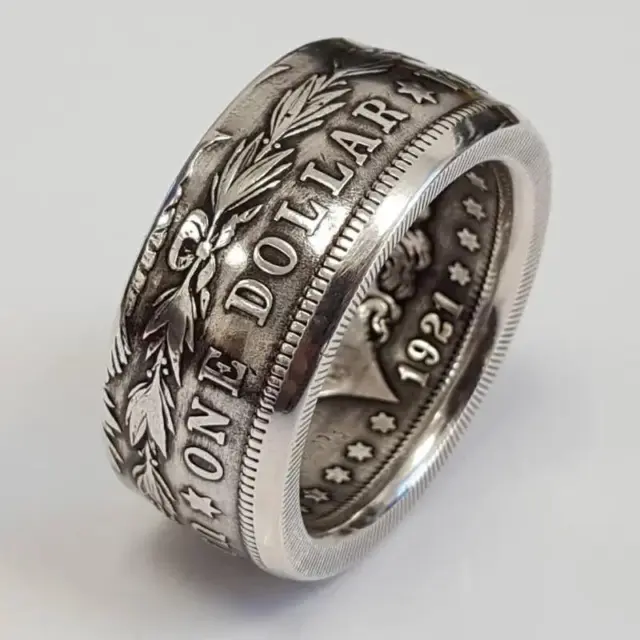Silver Dollar Coin Ring Size 6-13 Handmade Crafted Rare Silver Morgan Men Rings