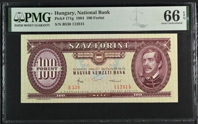 Hungary 100 Forint 1984 PICK# 171g “TOP POP” PMG: 66 EPQ GEM UNC. #PL2405