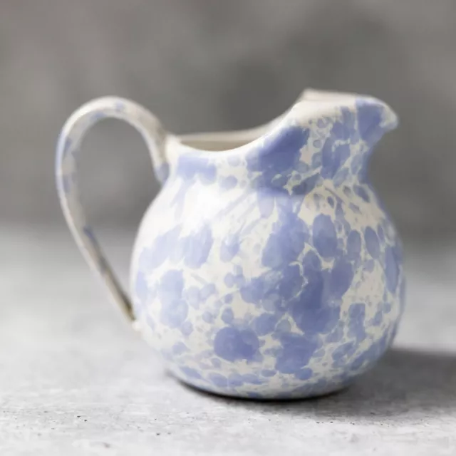 Bennington Pottery Morning Glory Blue Agate Small Pitcher Creamer Splatter Glaze