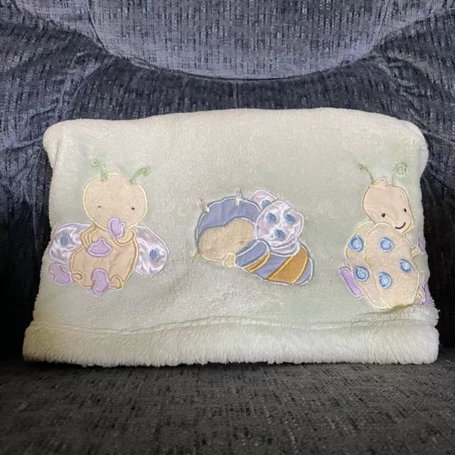 Kids Line Green Yellow Ladybug Bee Bug Plush Fleece Bugs Baby Blanket Lovey