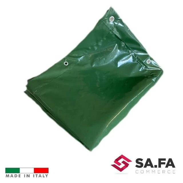 Telo Telone Polietilene Verde-Nero Occhiellato Con Rinforzo Pvc Impermeabile