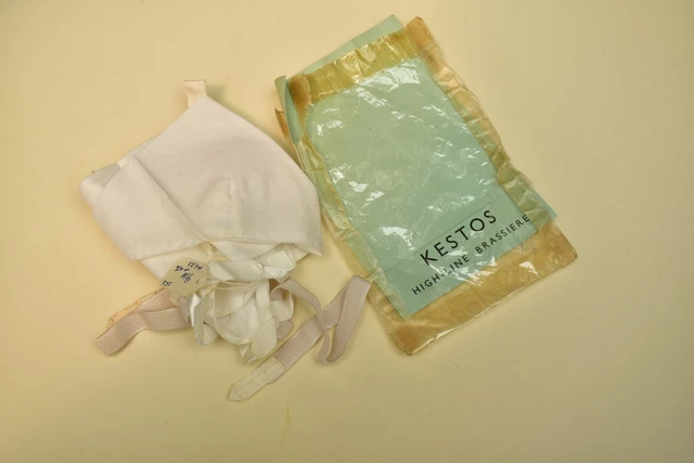 Reggiseno vintage bianco low schienale 32" Kestos 30 originale nuovo con etichette da collezione cotone