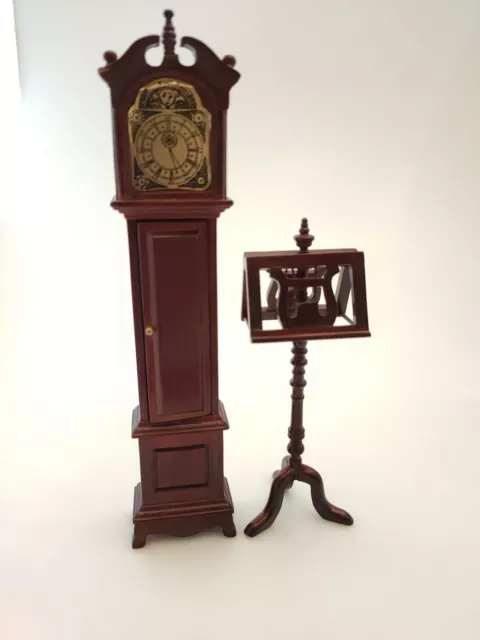 Doll's House Collectable Furniture Hallway Library Grandfather Clock Music Stand