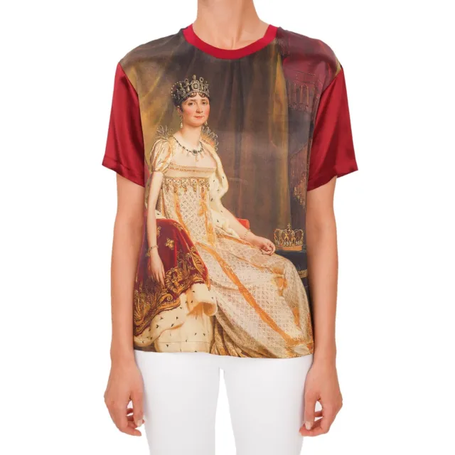 DOLCE & GABBANA Royal Kleid Krone Queen Seide T-Shirt Top Rot 12628