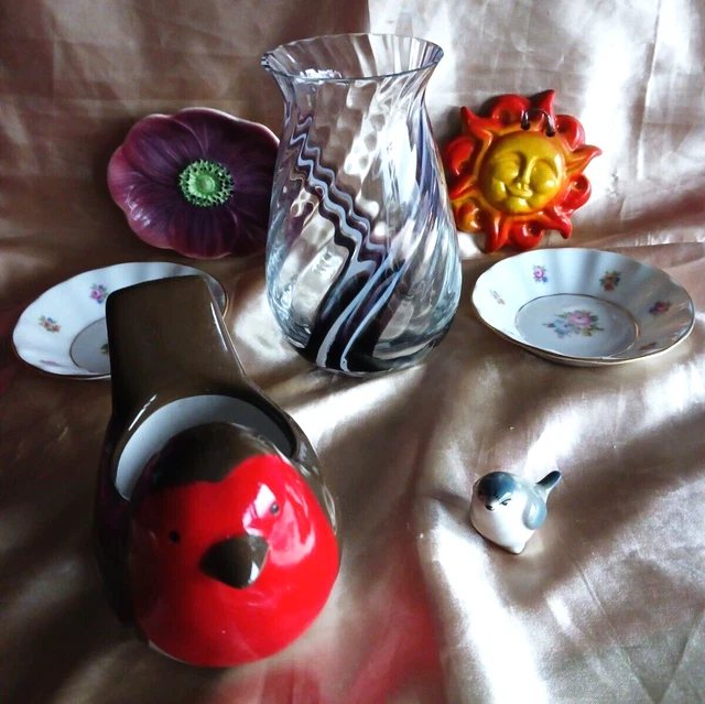Glass & ceramic job lot inc: Caithness swirl vase, shorter & son and more.