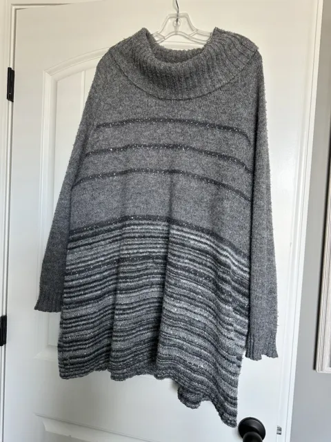 CJ Banks Sweater 3x Gray And White