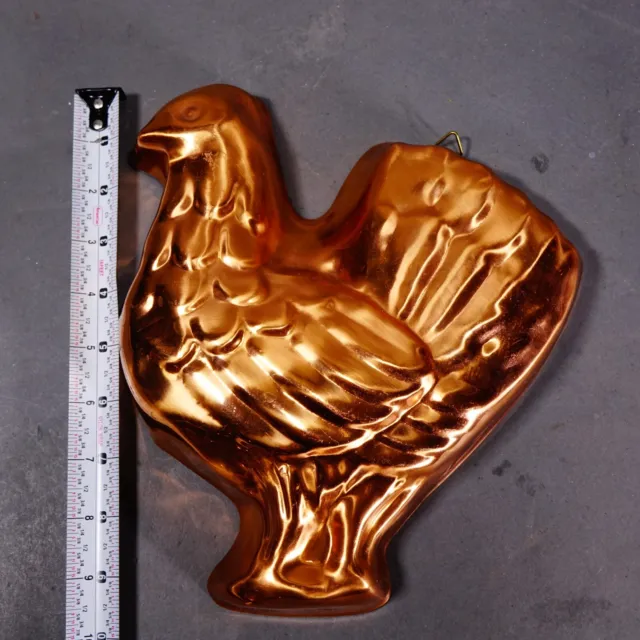 Vintage Copper Jello Cake Mold Kitchen Wall Hanging Rooster Chicken tin lined