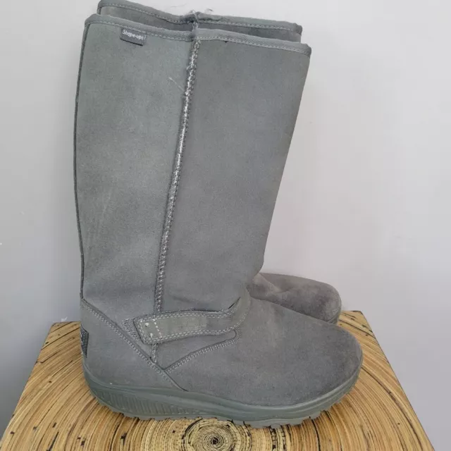 Sketchers Shape Ups Toning Boots Grey Suede Sz 7.5 Shearling Line Sketchers Shape Ups Toning Boots Grey Suede Sz 7.5 Shearling Line
