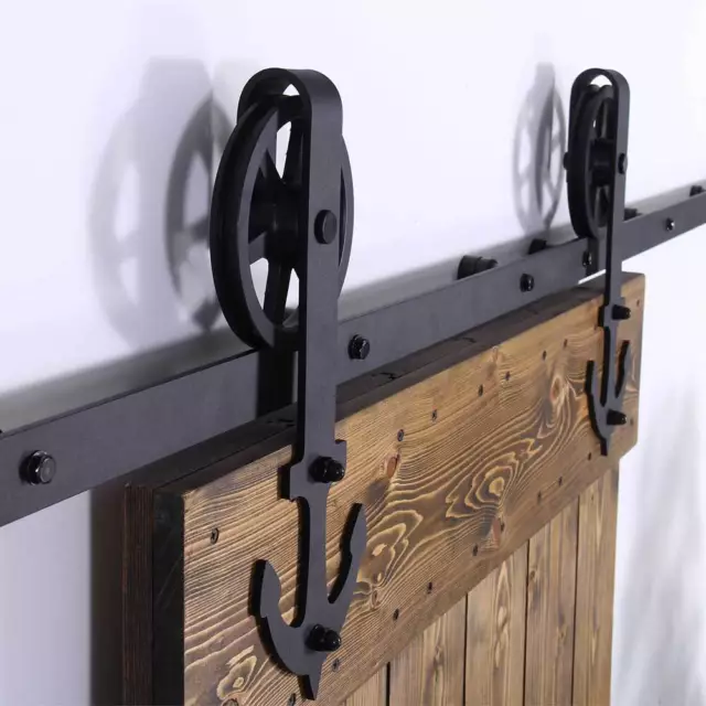 4~20FT Sliding Barn Door Hardware Track Kit for Single/Double Big Wheel Anchor