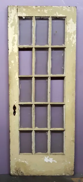 30"x80"1.75" Antique Vintage Wood Wooden Interior French Door Window Wavy Glass