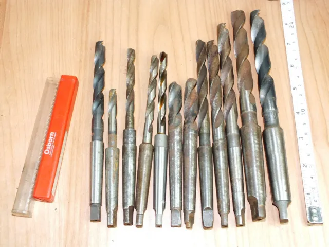 12 HSS Drills No 1 & 2 Morse Taper Shank Dormer Cleveland Etc Imperial & Metric