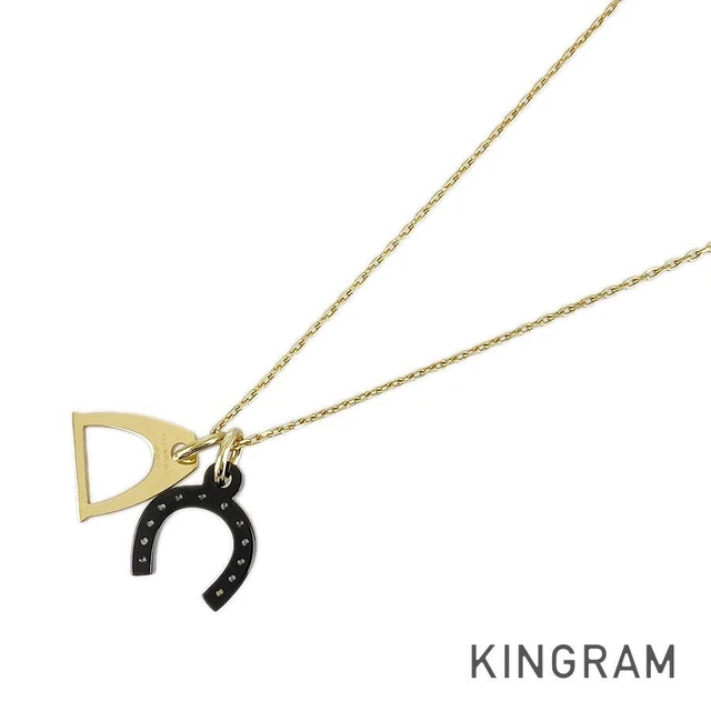 Hermes Horseshoe Necklace Gp Buffalo Horn Amulet Esquettle Ftj Second Hand