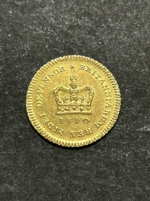 1810 UK GB George III Gold 1/3 Third Guinea Coin