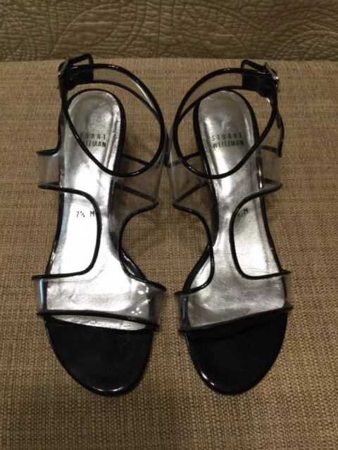 Authentic Stuart Weitzman Lucite Heels Clear Jelly Sandals Sz 7 1/2 M Preowned