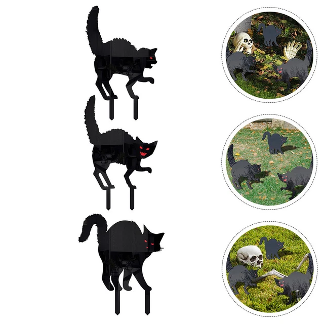 3 Pcs Pali Animali Talee Di Gatto Nero Giardino Arredamento Esterno Il Segno