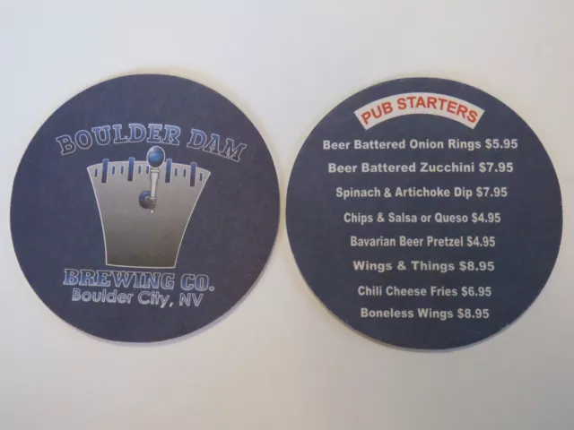 Beer Bar Coaster ~*~ BOULDER DAM Brewing Co ~ Boulder City, NEVADA Craft Brewery