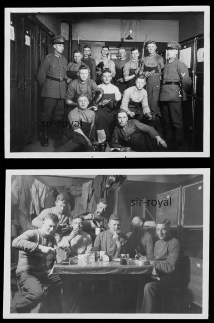 2x Spaß in der Kaserne - Wehrmacht Soldaten - WK2 Foto 9x6cm