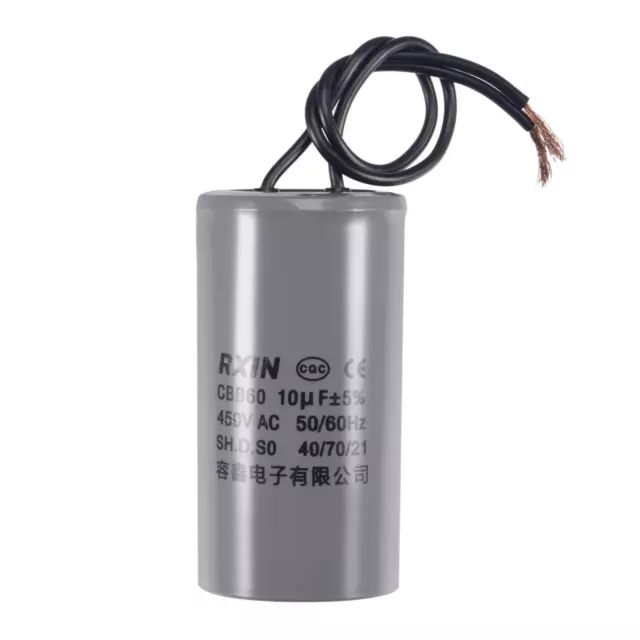 CBB60 Wired Capacitor Start Run Motor Generator Compressor 10uF 450V 50/60Hz