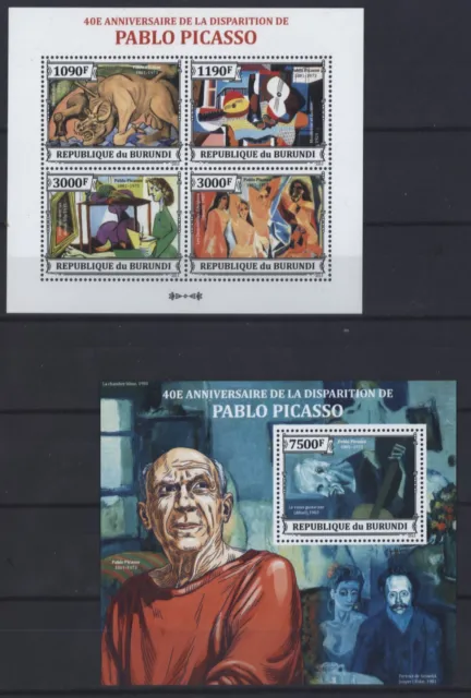Burundi 2013 - Pablo Picasso Malerei Kunst Gemälde - Nr. 3313-16 + Block 387 **