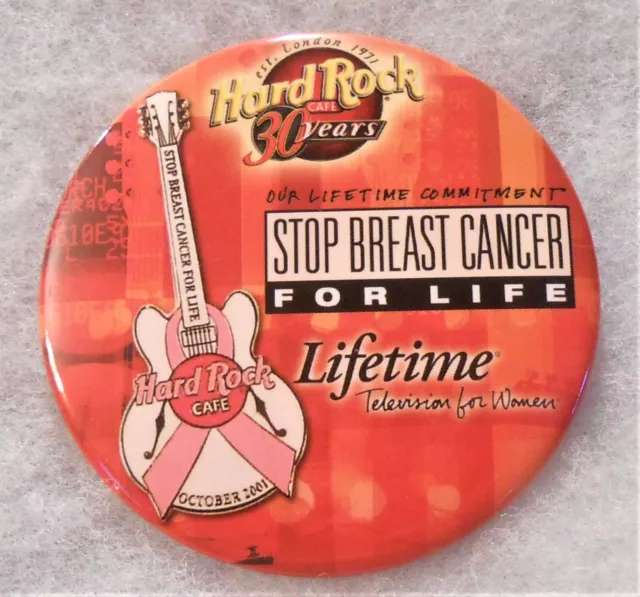 Hard Rock Cafe No Location Staff Stop Breast Cancer For Life 2001 Button