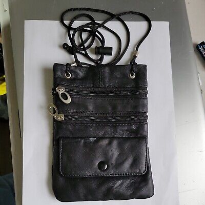 1 PASSPORT Genuine Leather ID Holder Neck Pouch Wallet Travel String Bag
