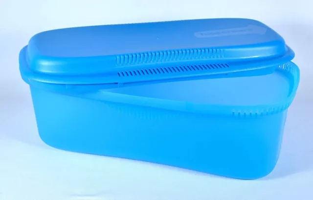 TUPPERWARE Pasta Maker Microwave Cook Strain Toss Spaghetti Blue -NEW