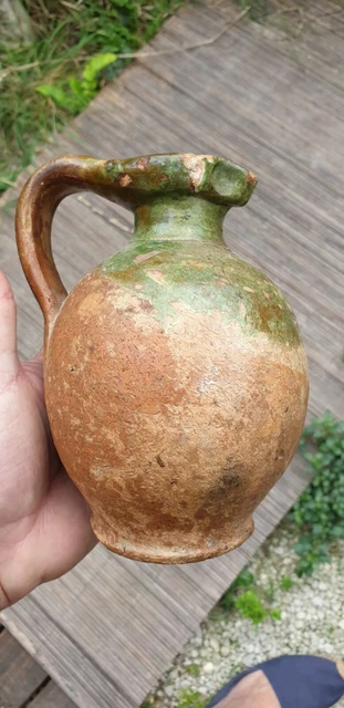 ART POPULAIRE CHAPELLE DES POTS ANCIENNE PICHET CRUCHE RARE DU XIXeS DIM 17,5 CM