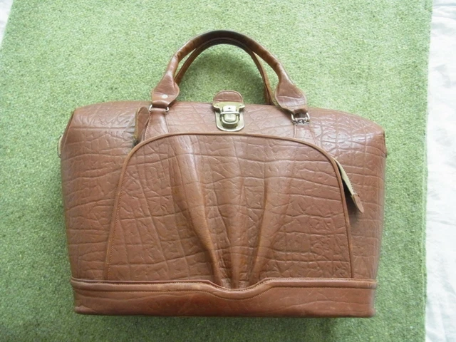 Alte Reisetasche, Arzttasche oder ähnlich, geprägtes Leder