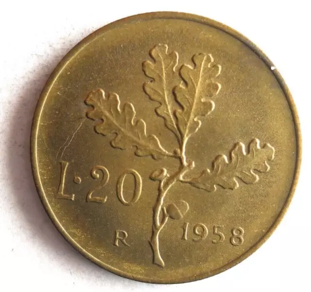 1958 Italy 20 LIRE - High Quality Collectible Coin Italy Bin A