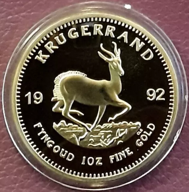 1992 Gold 1oz 24K Krugerrand Coin South Africa IN CAPSULE