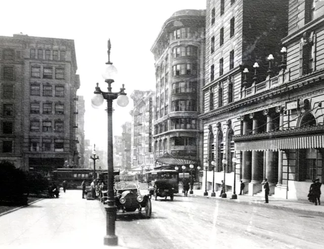 c.1915 SAN FRANCISCO GEARY&POST STREET,CABLE CAR,BUS,ST. FRANCIS HOTEL~NEGATIVE