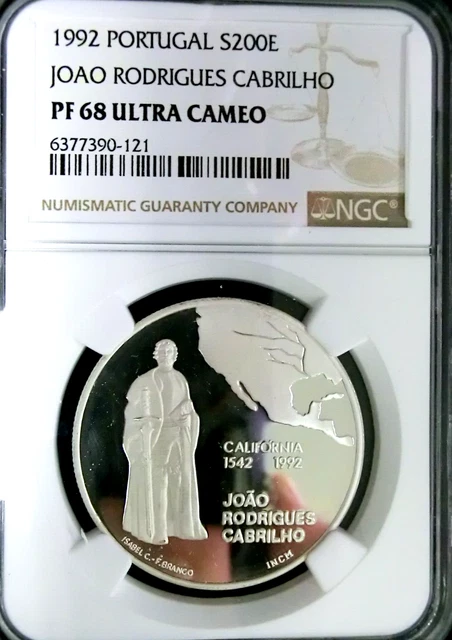 NGC PF68 UC-Portugal 1992 Joao Rodrigues Cabrilho Silver 200 E Super GEM PF