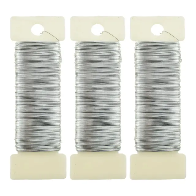 26Gauge Silver 3Rolls Total 115Yards(345Feet) Metal Floral Wire Flexible Paddle