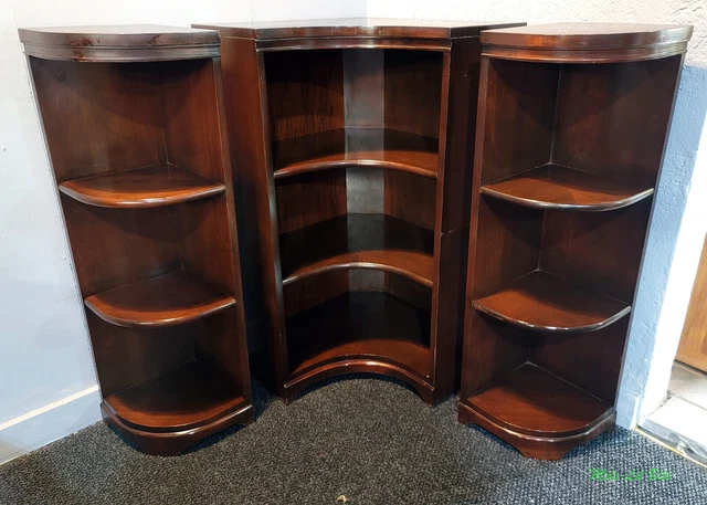 Unique Vintage Traditional Style Cherry Three Piece Corner Bookcase