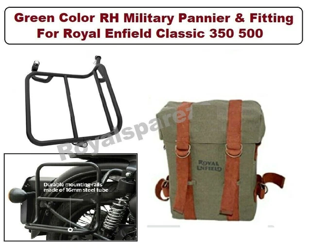 Sacoche et raccord militaires RH de couleur verte pour Royal Enfield...